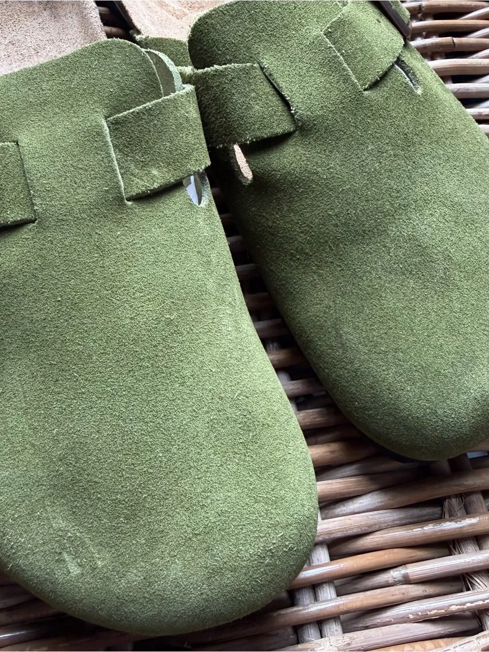New Betula Birkenstock Boston Men's Green Suede Buckle Sandals 42 EU 9 US Clog